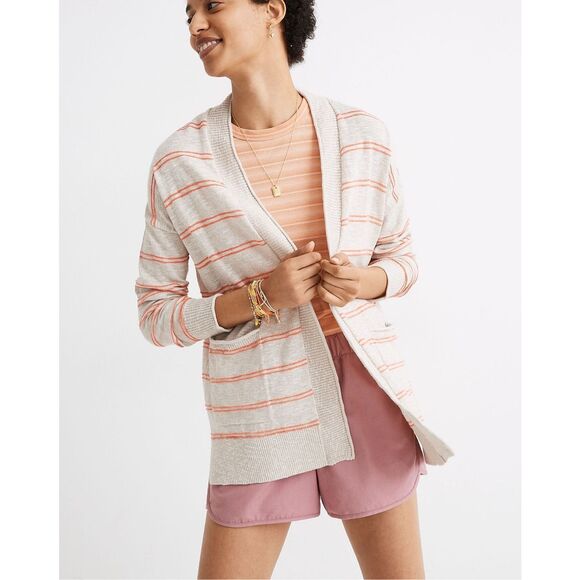 Madewell Bradley Cardigan Sweater in Textured Stripe | L - Picture 1 of 8